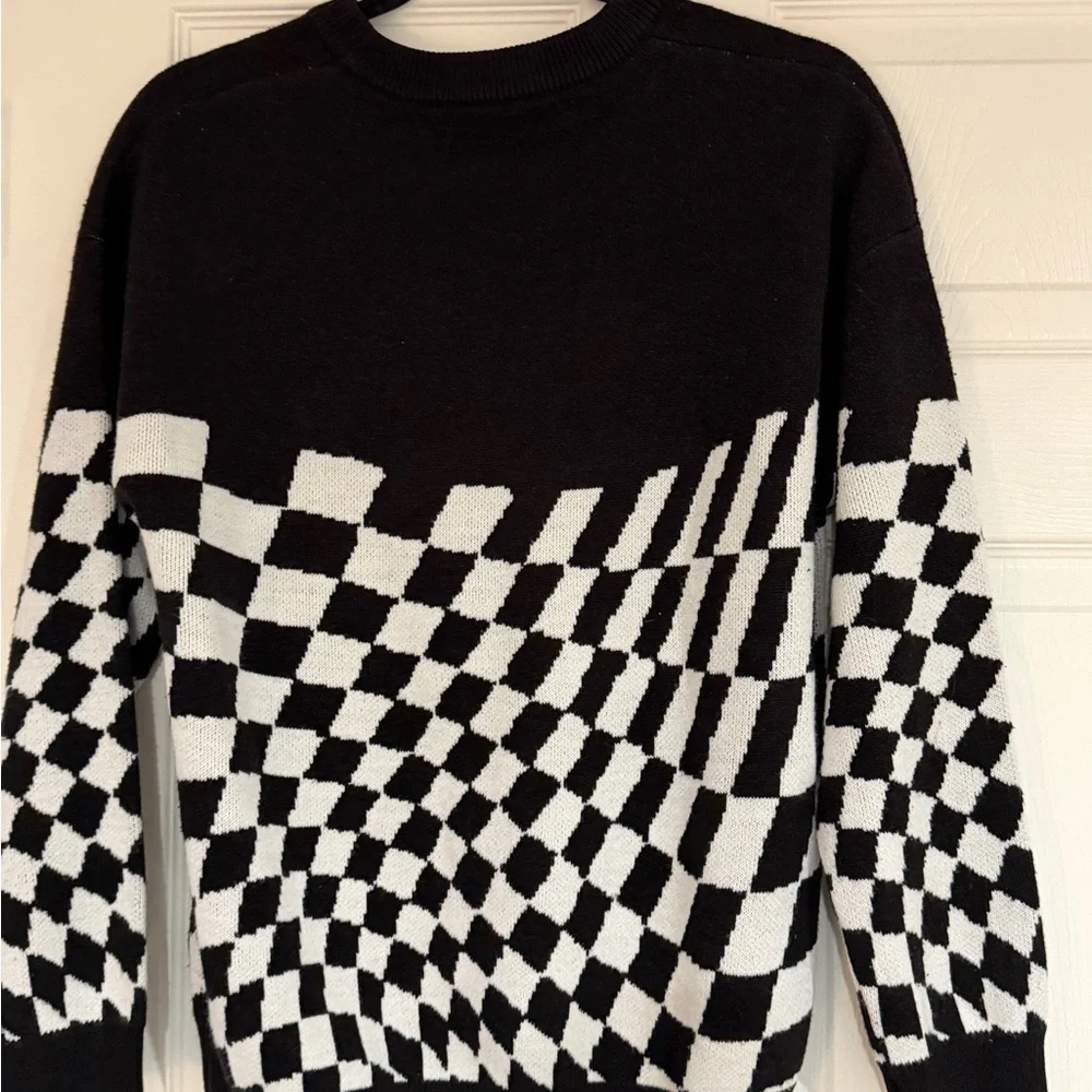 Black and White Checkered Men's Sweater - Picture 2 of 2